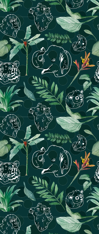 Tapis vinyle chambre motifs d'animaux colorés et arbres - TenStickers