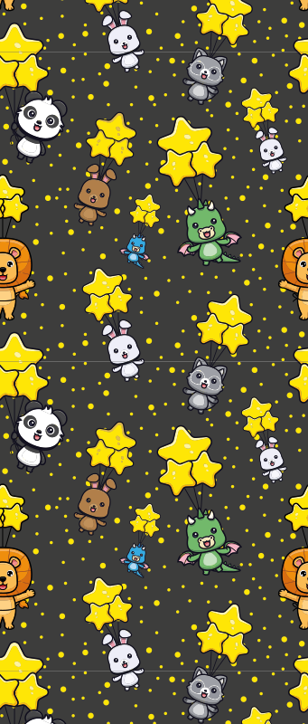 Tapis vinyle chambre animaux mignons volant sur des ballons - TenStickers