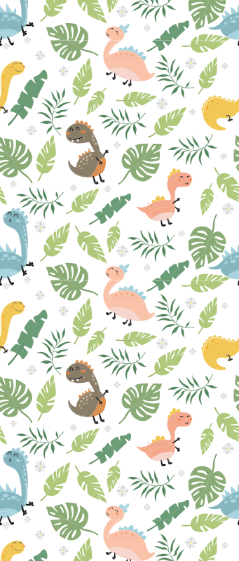 Tapis vinyle chambre forêt pastel avec dinosaures - TenStickers