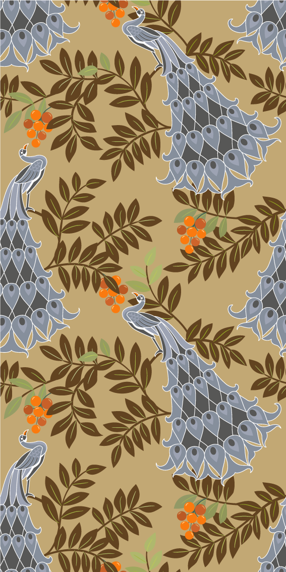 Tapis vinyle chambre design paon gris africain - TenStickers