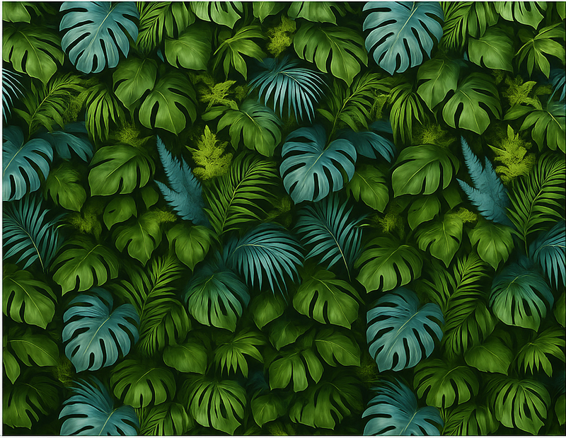 Tapis vinyle chambre feuilles tropicales vertes et bleues - TenStickers