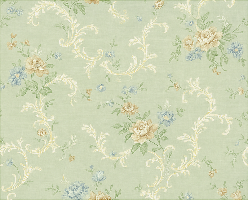 Tapis vinyle chambre design floral vintage et ornements - TenStickers