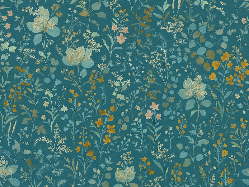 Tapis vinyle chambre design floral vintage bleu - TenStickers