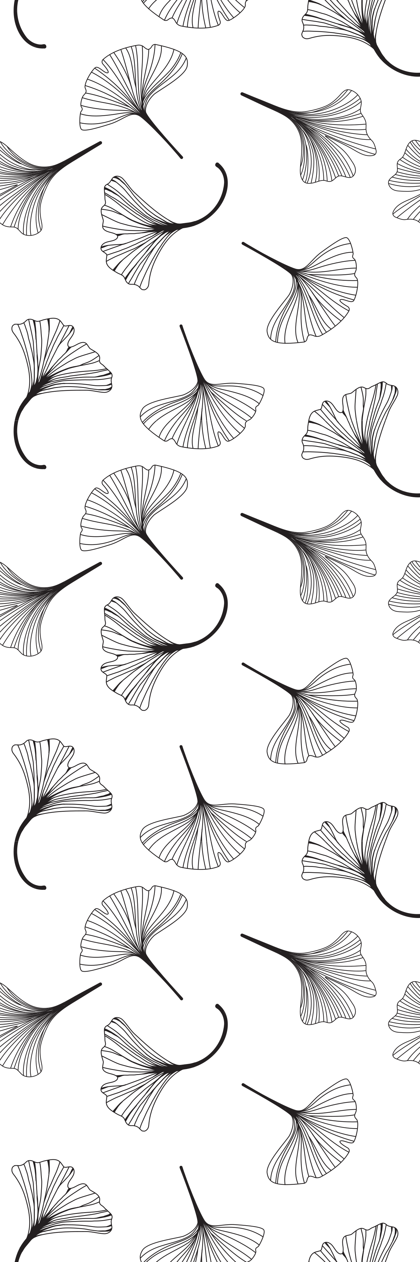 Tapis vinyle bureau motif feuilles de ginkgo noir - TenStickers