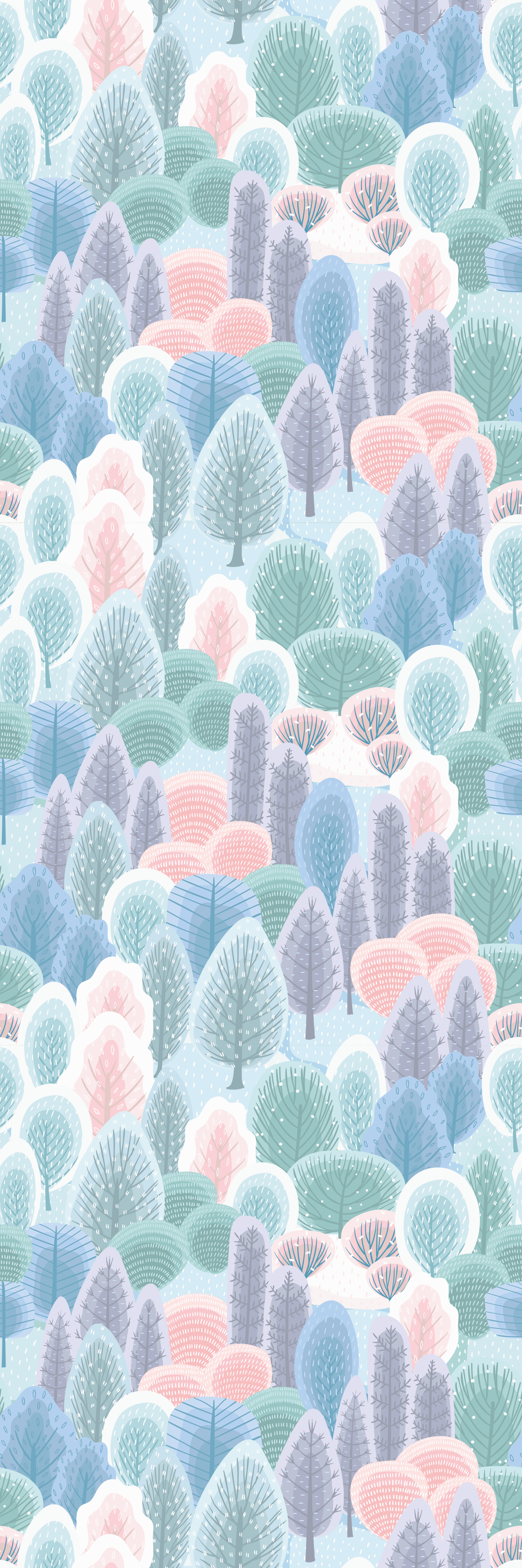 Tapis vinyle chambre motif forêt d'hiver pastel - TenStickers