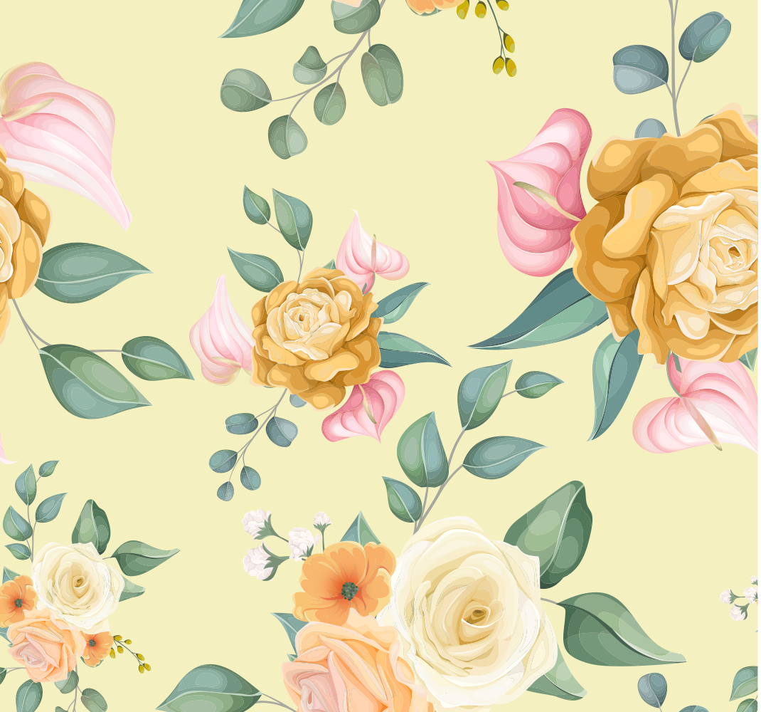 Tapis vinyle chambre roses jaunes style vintage - TenStickers