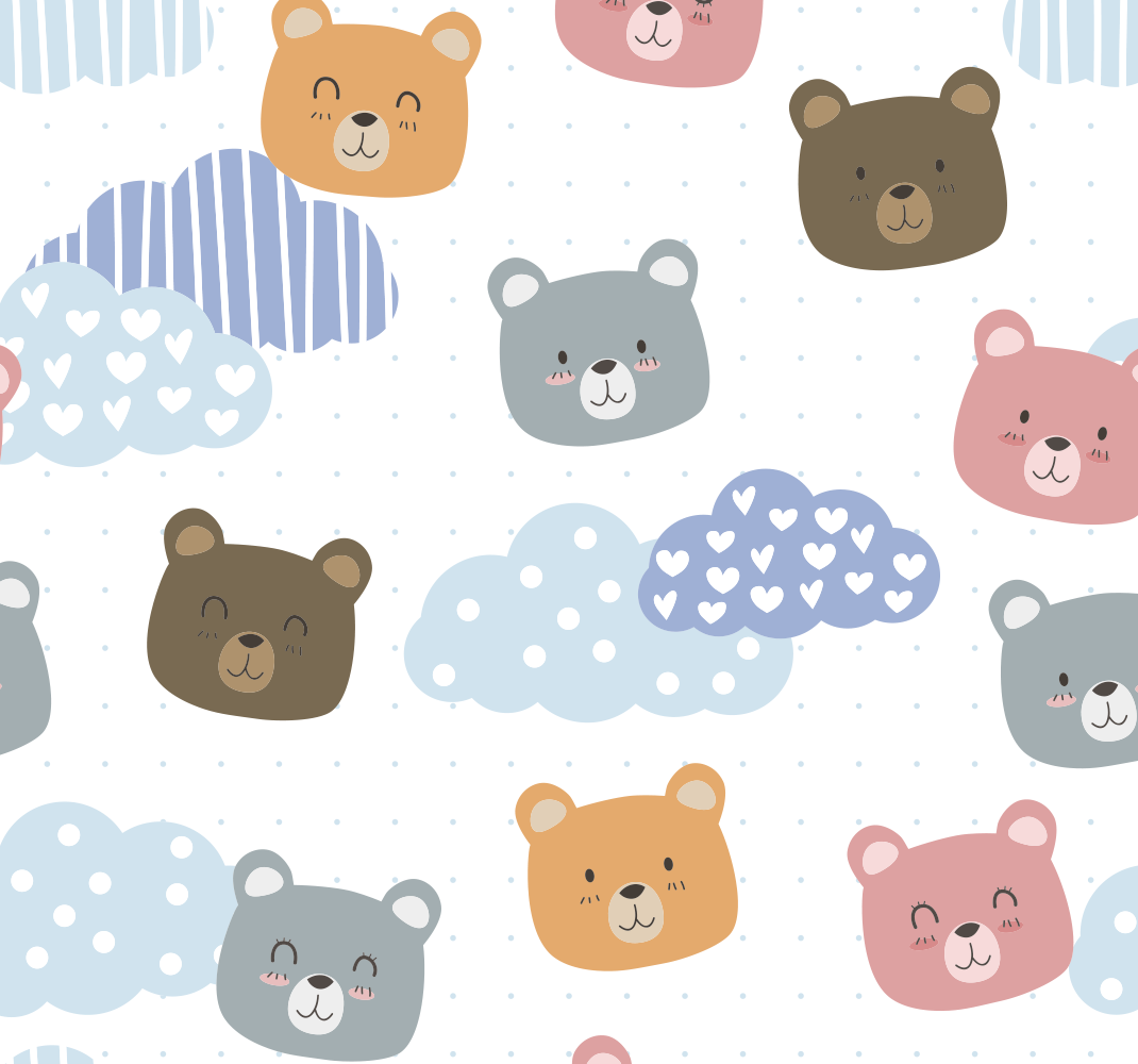Tapis vinyle chambre ours minimaliste sourire fond blanc - TenStickers