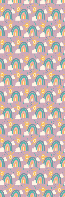 Tapis vinyle chambre motif mignon soleil et arc-en-ciel - TenStickers