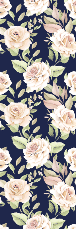 Tapis vinyle chambre motif rose vintage sur fond bleu - TenStickers