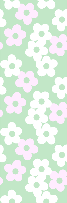 Tapis vinyle chambre vert avec fleurs blanches et roses - TenStickers