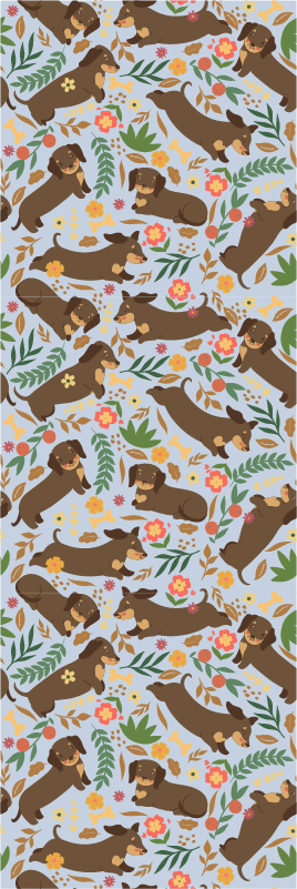 Tapis vinyle chambre motif teckel et fleurs - TenStickers