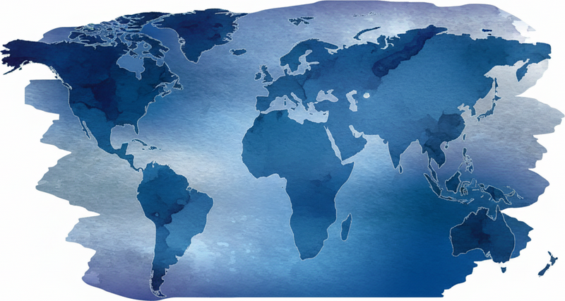 Tapis vinyle chambre carte du monde aquarelle bleue - TenStickers
