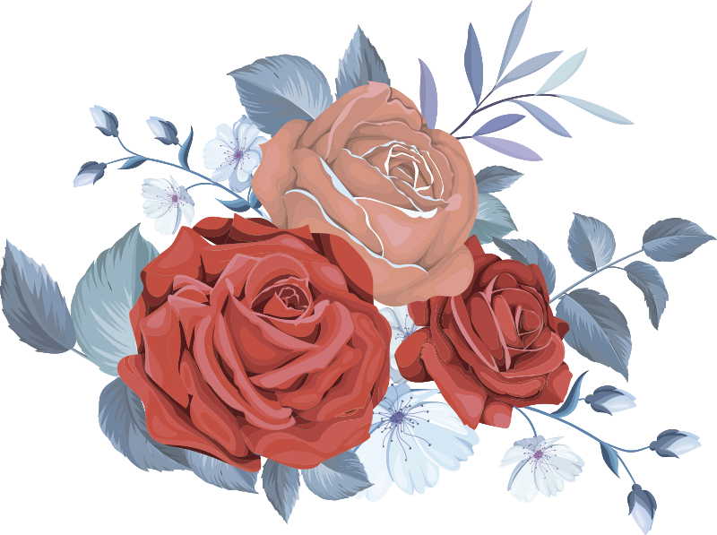 Tapis vinyle chambre fleurs bleu bouquet - TenStickers