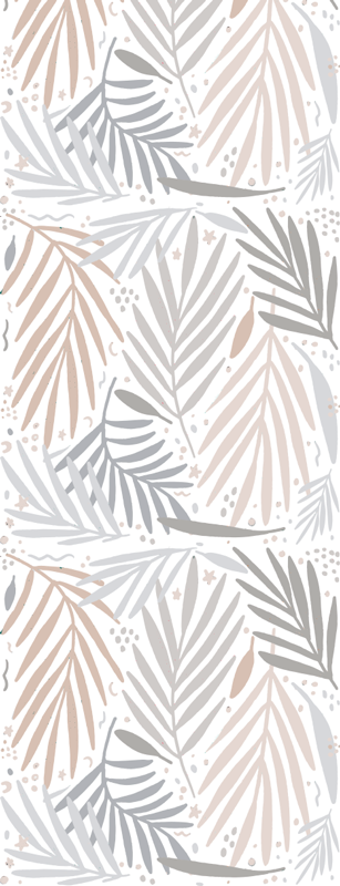 Tapis vinyle nordique motif abstrait feuilles grises - TenStickers