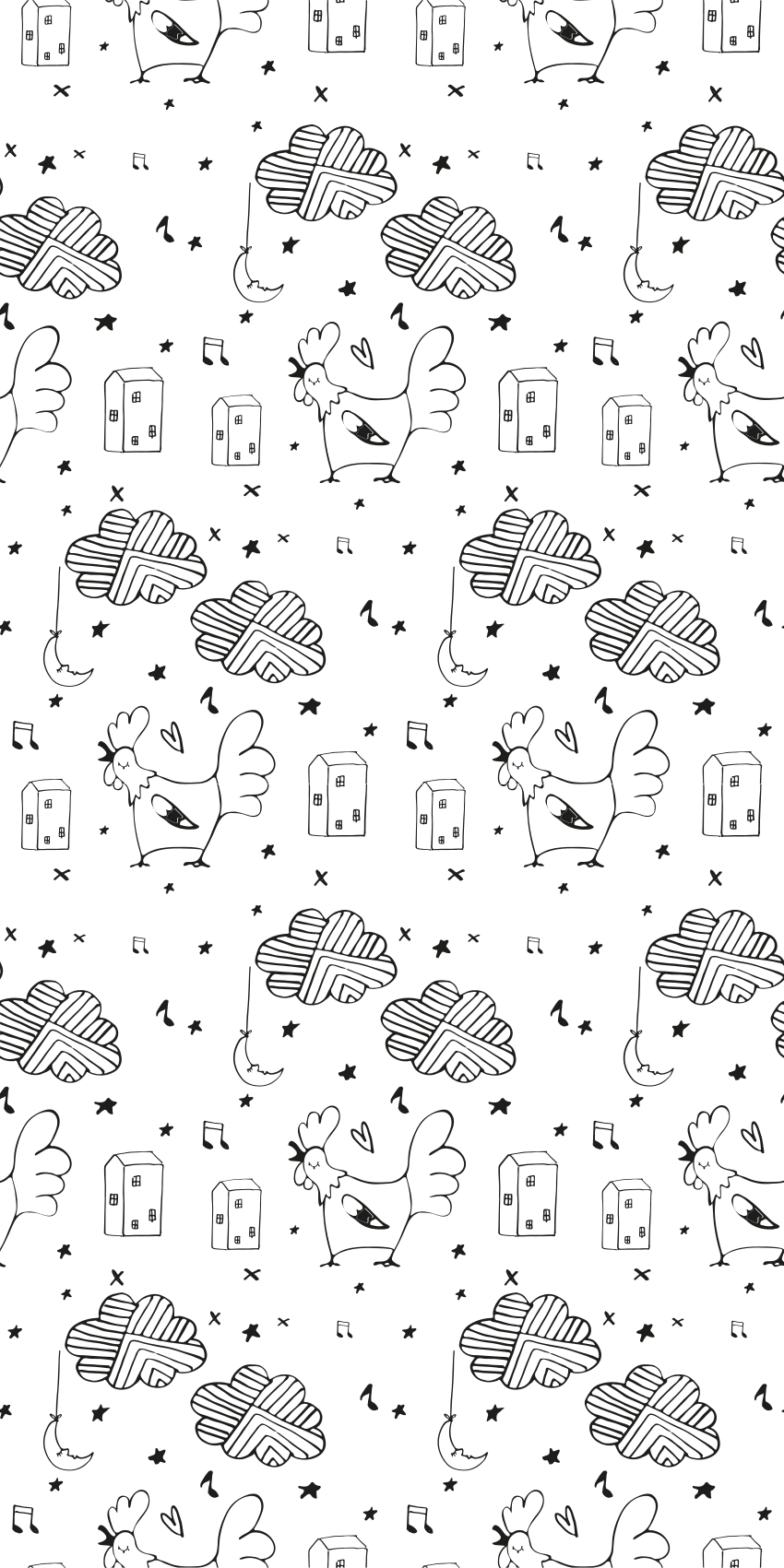 Tapis vinyle nordique poules noires et blanches - TenStickers