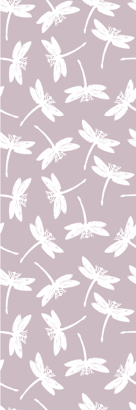 Tapis vinyle nordique peinture libellule rose japandi - TenStickers