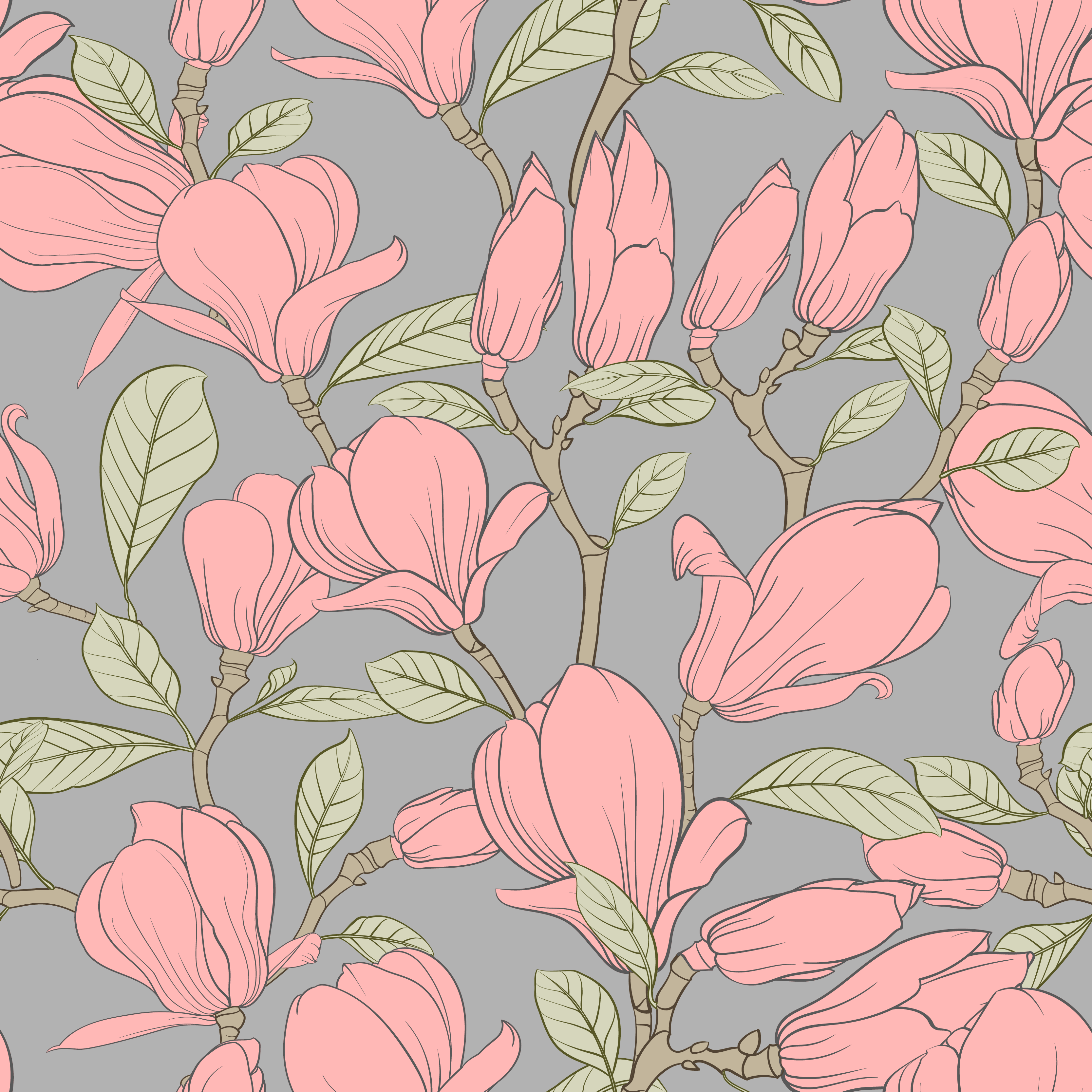 Tapis vinyle nature fleurs et feuilles roses - TenStickers