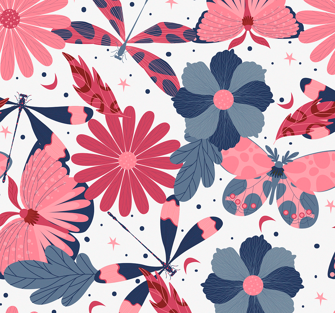 Tapis vinyle nature motif papillon floral - TenStickers