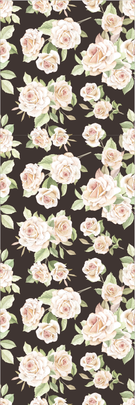Tapis vinyle nature rose blanche fond noir - TenStickers