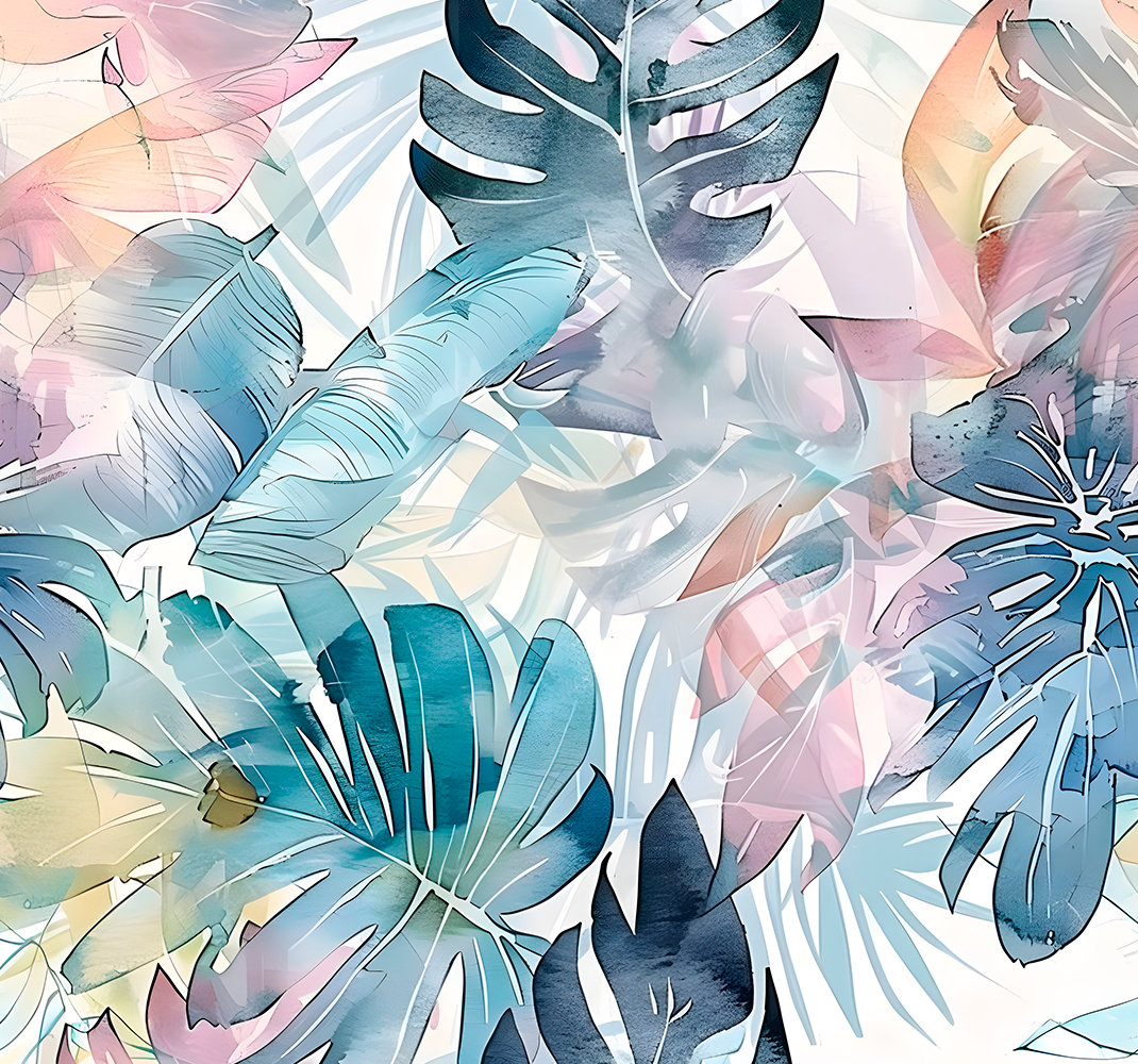 Tapis vinyle nature grandes feuilles dessinées - TenStickers