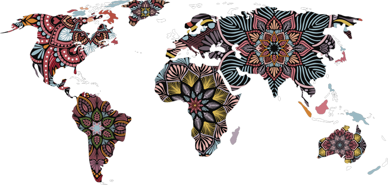Tapis vinyle carte du monde mandala monde - TenStickers