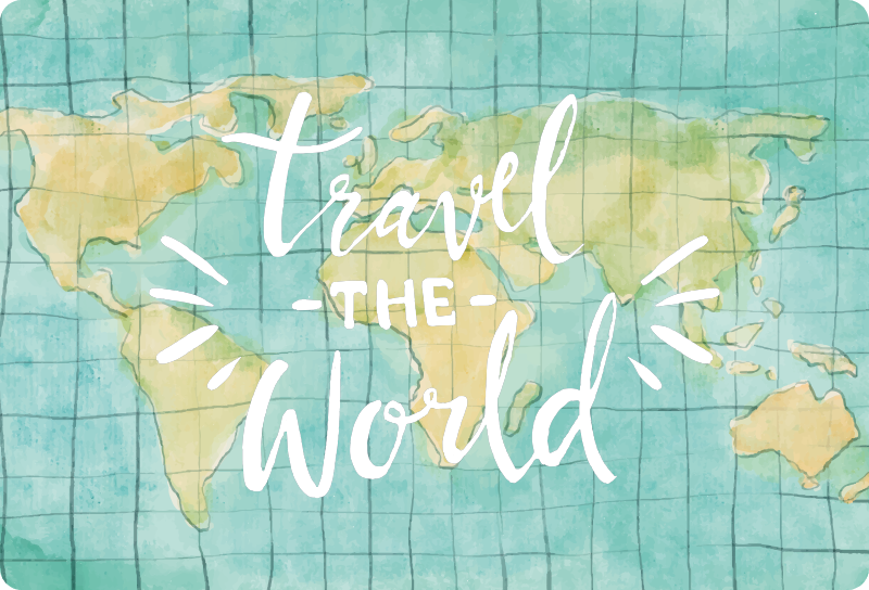 Tapis vinyle carte du monde pour voyager dans le monde - TenStickers