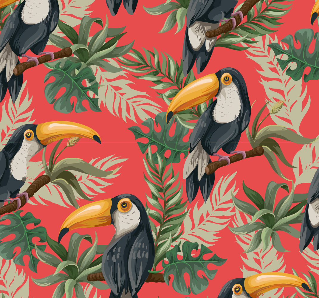 Tapis vinyle animal toucans tropicaux décoratifs - TenStickers