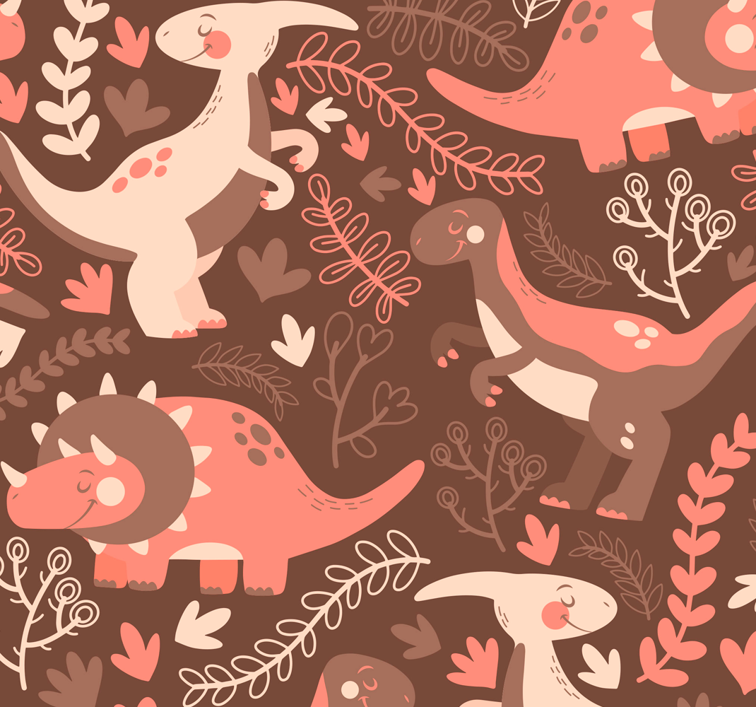 Tapis vinyle animal dinosaures et feuilles - TenStickers