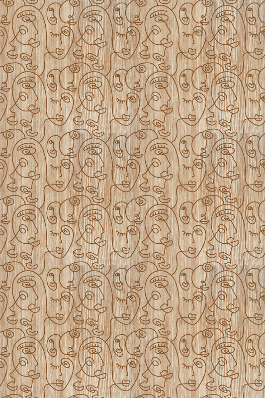 Tapis vinyle texture femmes dessinées abstraites beige - TenStickers