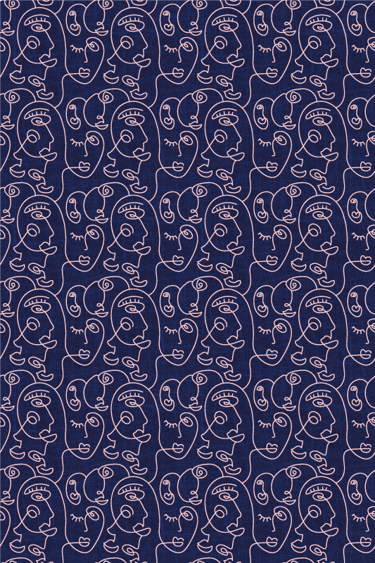 Tapis vinyle texture femmes dessinées bleues abstraites - TenStickers