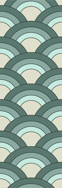 Tapis vinyle vintage motif écailles bleues ombrées - TenStickers