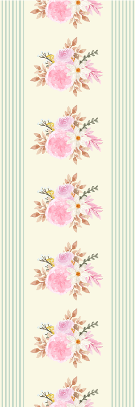 Tapis vinyle vintage motif floral rayé provincial - TenStickers