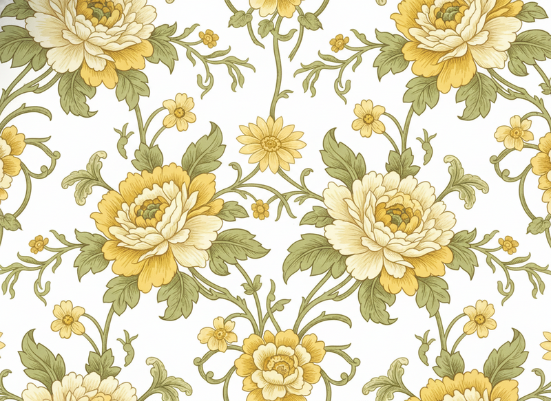 Tapis vinyle vintage design fleuri jaune - TenStickers