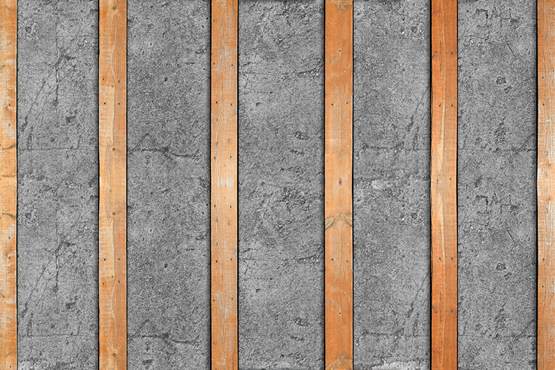 Tapis vinyle texture lames de bois sur béton - TenStickers