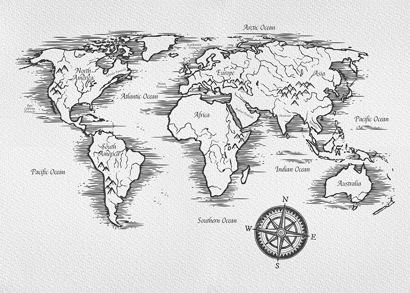 Tapis vinyle carte du monde dessin élégant - TenStickers