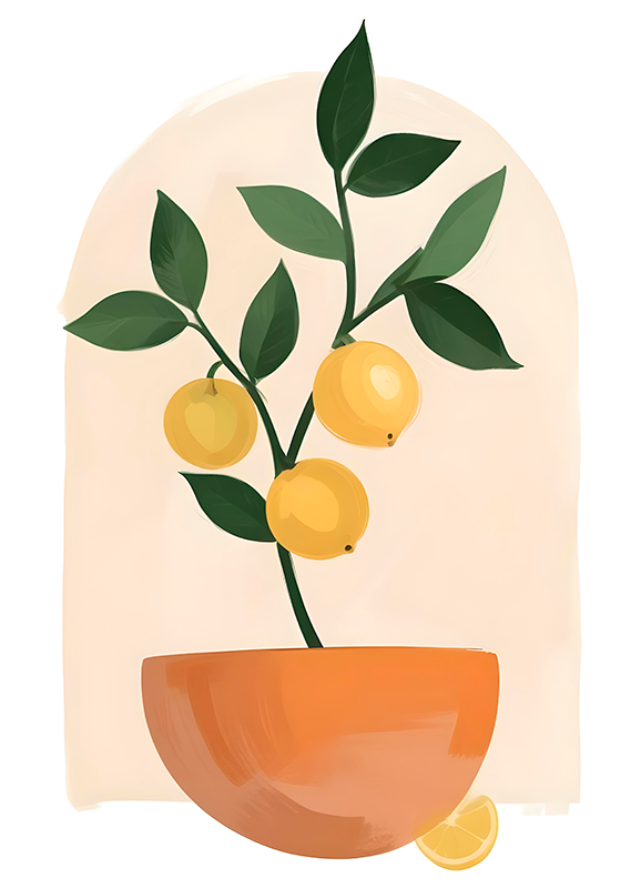 Tapis vinyle fleurs et plantes arbre fruitier miniature - TenStickers