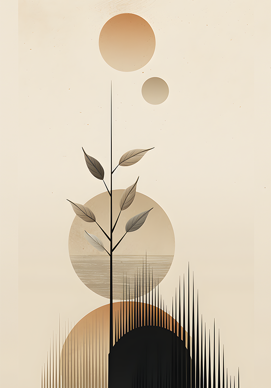 Tapis vinyle fleurs et plantes style boho abstrait - TenStickers