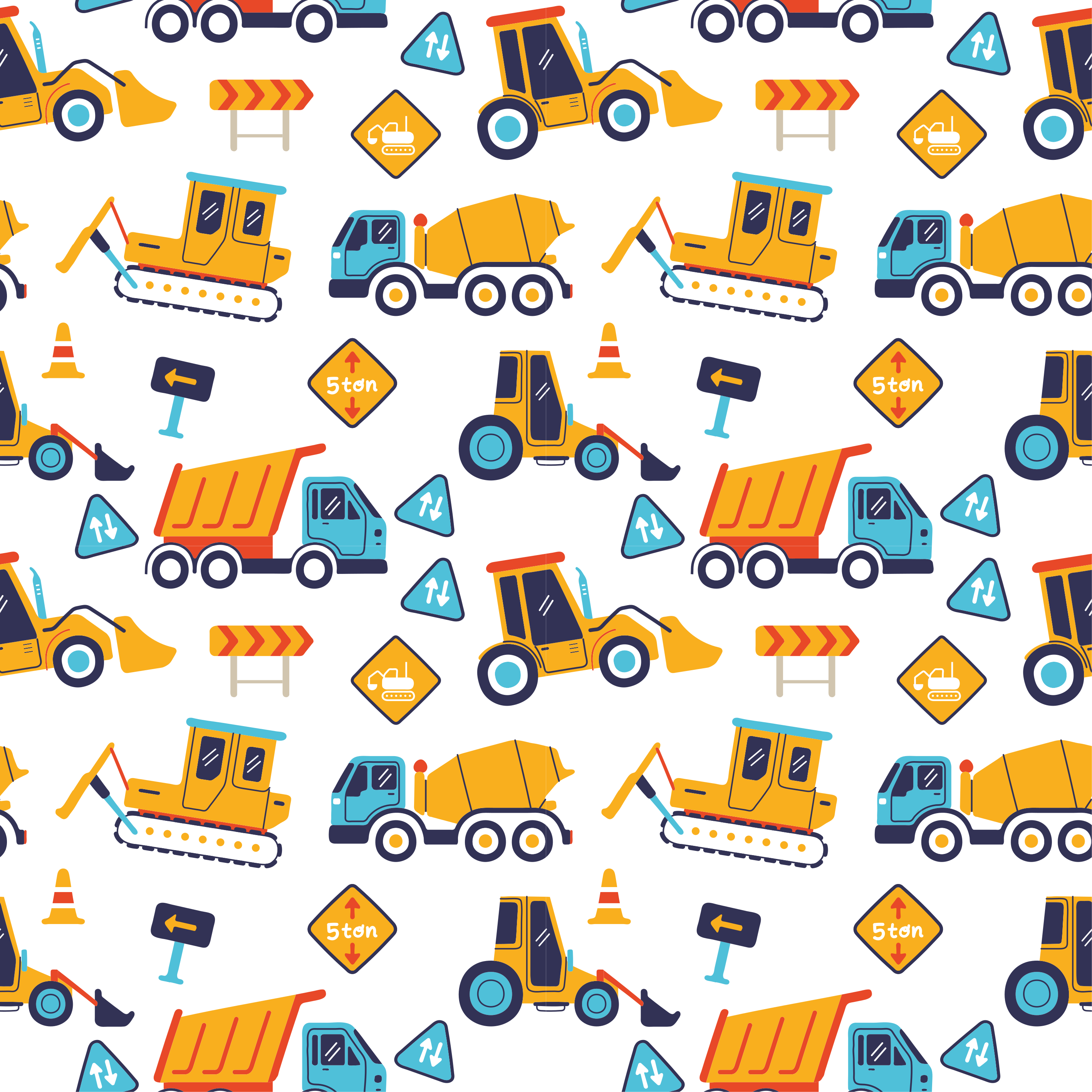 Tapis vinyle pour enfants site de construction cartoon - TenStickers