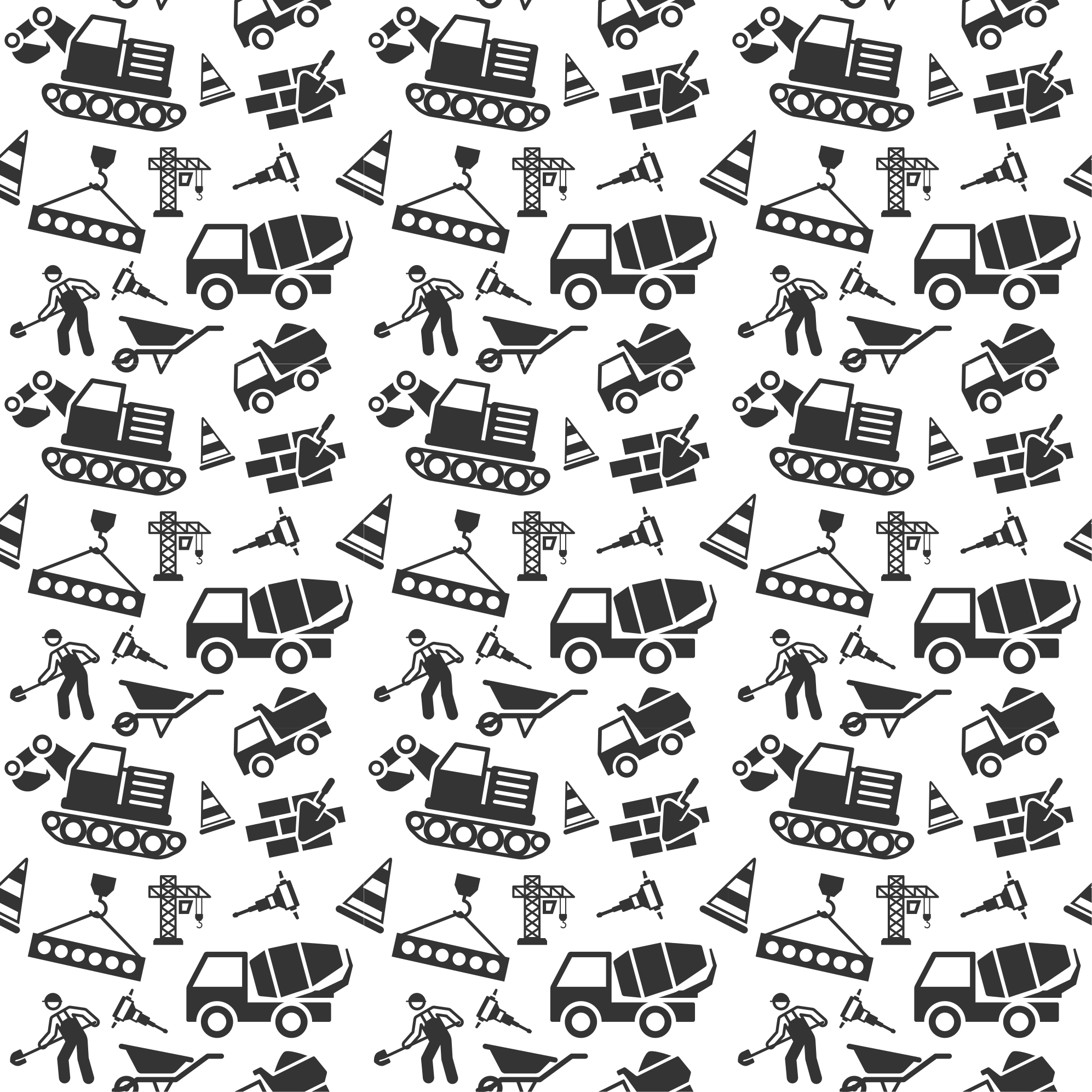 Tapis vinyle pour enfants camions et excavateurs unis - TenStickers