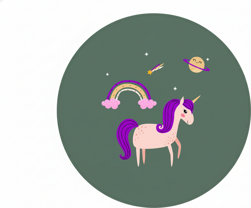 Tapis vinyle pour enfants licornes artistiques vertes - TenStickers