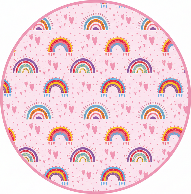 Tapis vinyle pour enfants pois roses et arc-en-ciel colorés - TenStickers