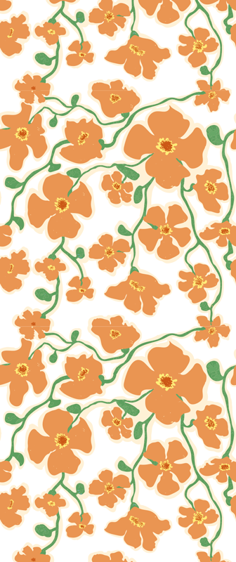 Tapis vinyle salon fleurs marguerites vertes orange - TenStickers