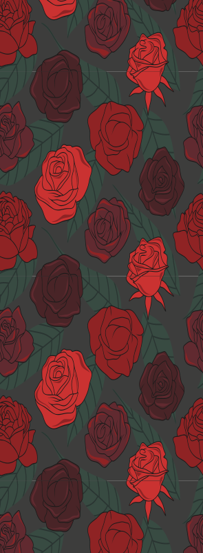 Tapis vinyle couloir roses et feuilles multiples - TenStickers