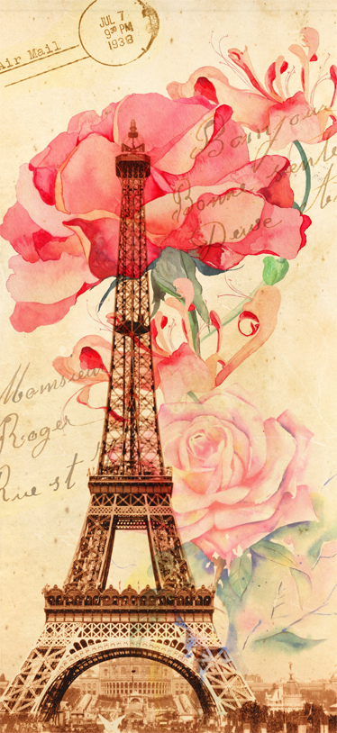 Tapis vinyle beige style rétro paris - TenStickers