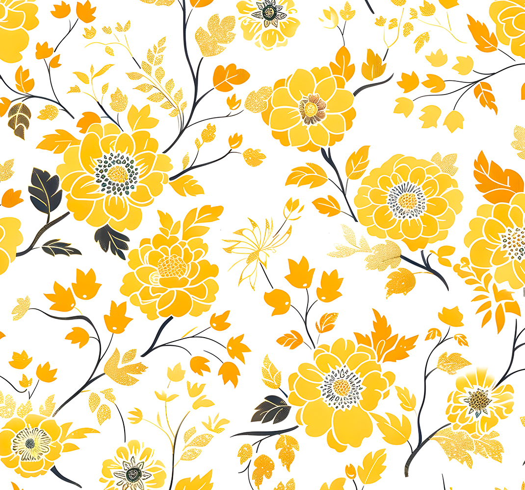 Tapis vinyle jaune style japonais - TenStickers