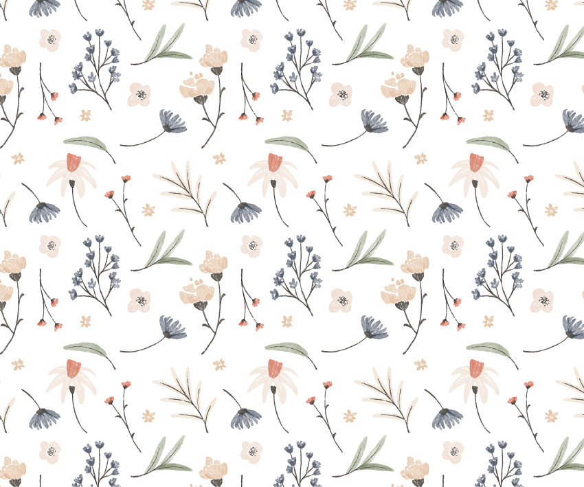 Tapis vinyle blanc motif floral aquarelle - TenStickers