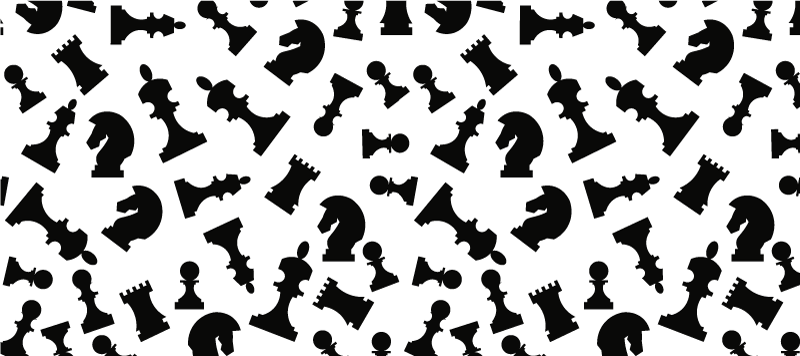 Tapis vinyle blanc pièces d'échecs noires sur tapis blanc - TenStickers