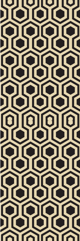 Tapis vinyle marron design hexagones cosmopolites - TenStickers