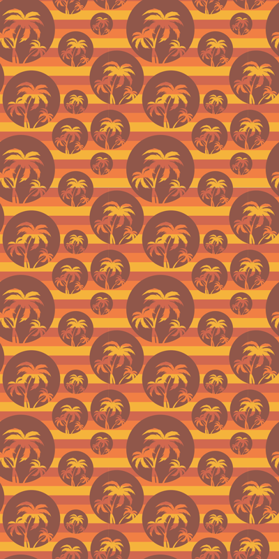 Tapis vinyle marron coucher de soleil et palmiers - TenStickers