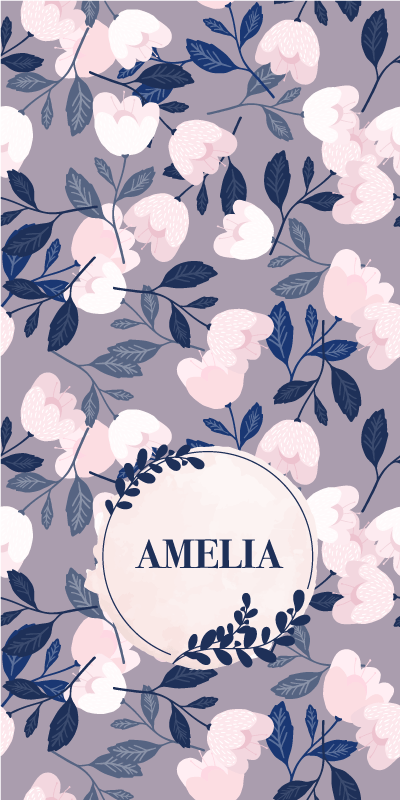 Tapis vinyle violet fleurs peintes à la main pastel - TenStickers